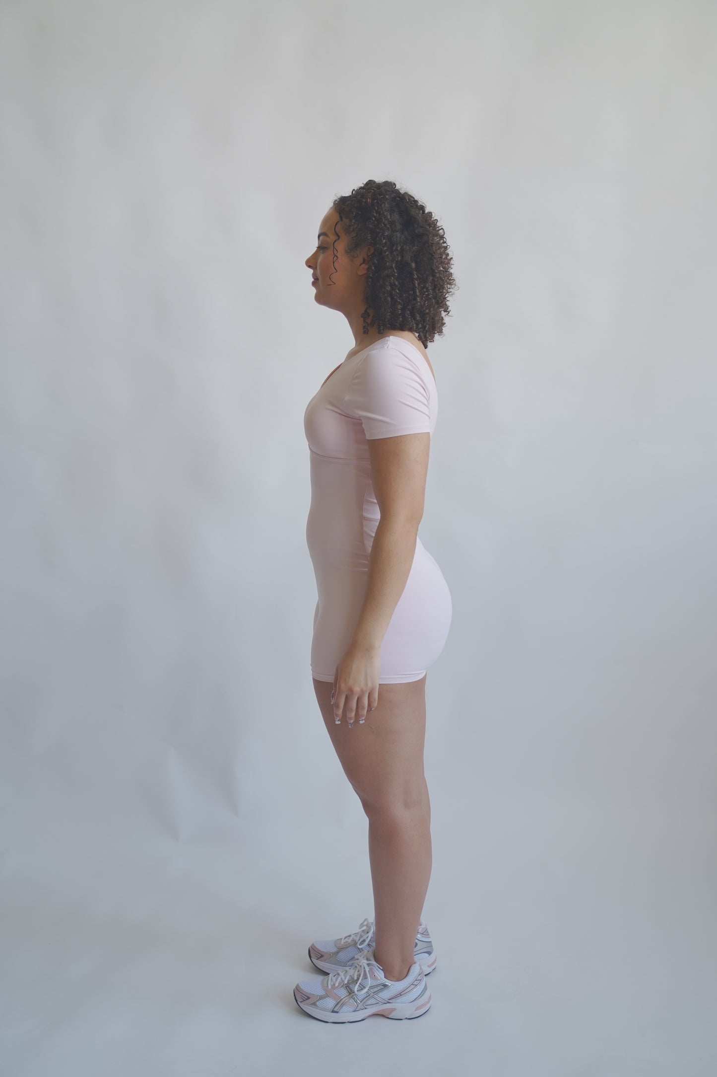 Pink Blossom Playsuit – Adjustable Band, Removable Pads, V-Neckline & Breast Line