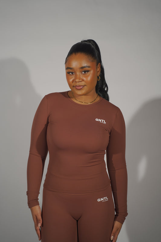 Brown seemless long sleeve Top