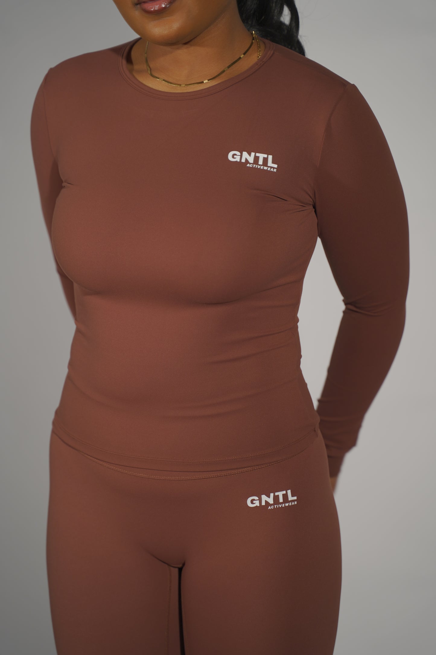 Brown seamless long sleeve Set