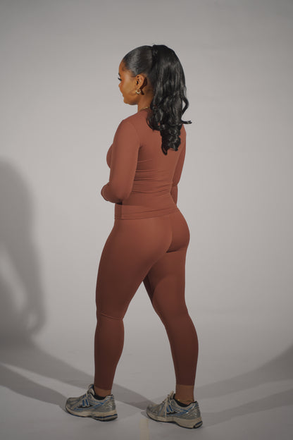 Brown seamless long sleeve Set