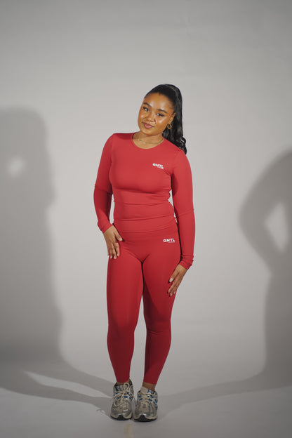 Red Seamless Long Sleeve Set