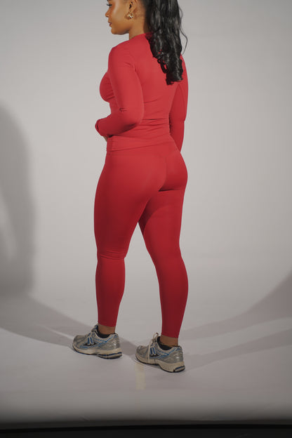 Red Seamless Long Sleeve Set