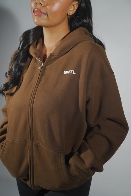 Oversized Zip-Hoodie Brown